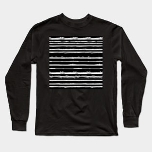 Black an White Watercolor Stripes Long Sleeve T-Shirt